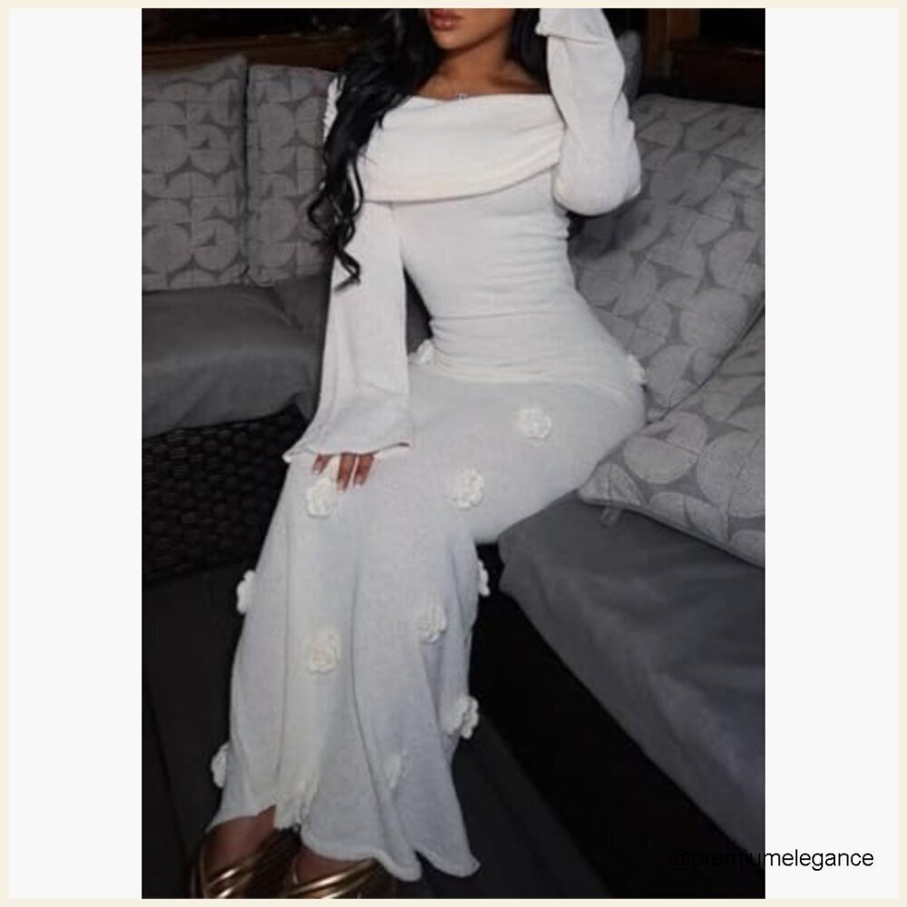 Long Sleeve Off Shoulder Maxi Dress Bodycon Stretchy Knit Mesh Formal - Picture 5 of 7